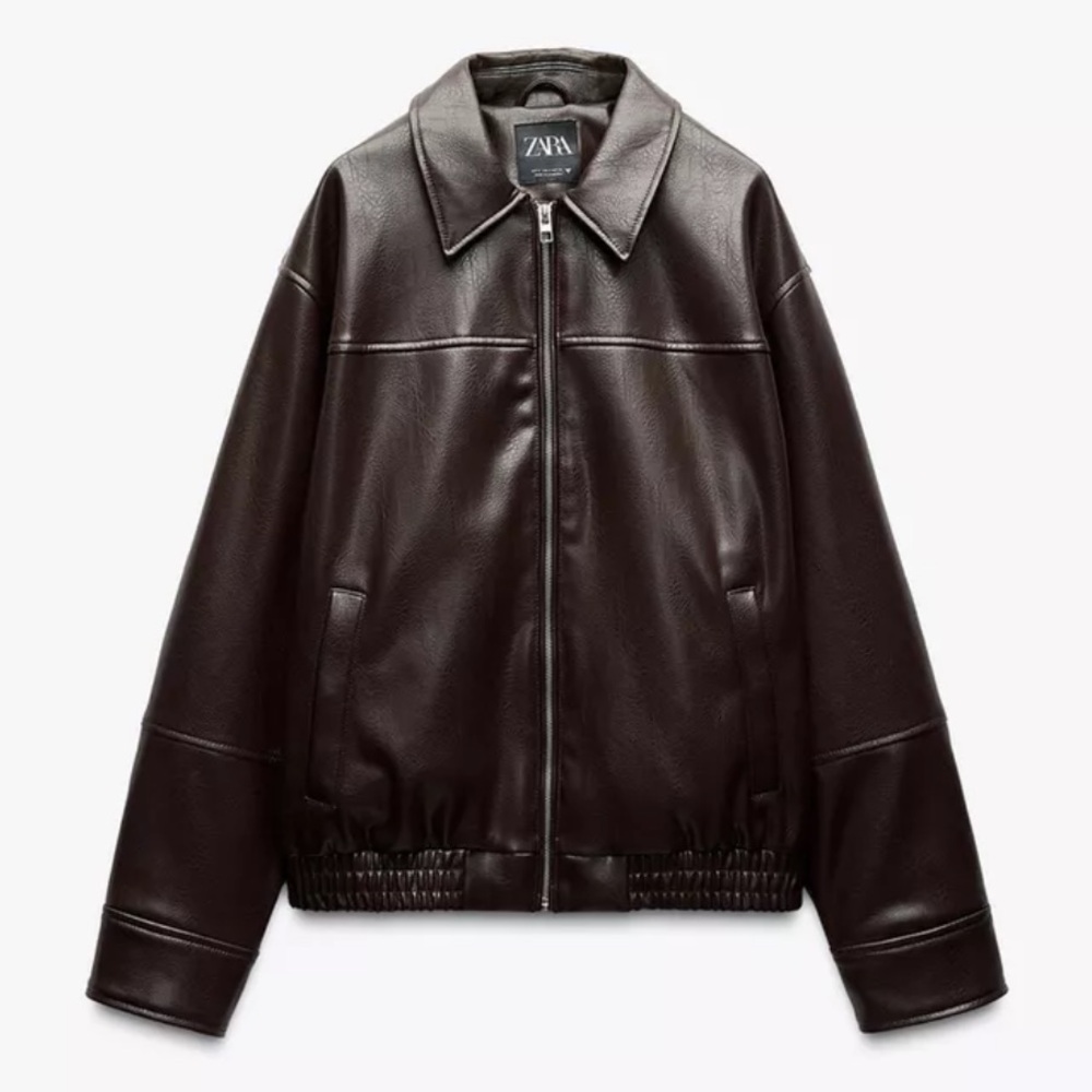 Zara Faux Leather Bomber Jacket